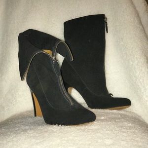 Coach Double-Wear Black Suede Heeled Boots
